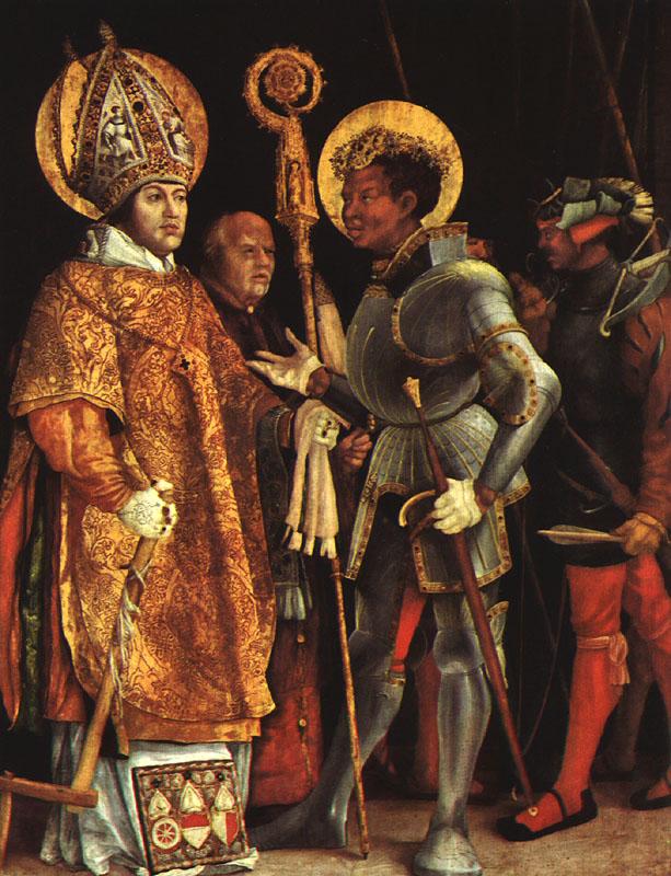  Matthias  Grunewald The Disputation of St.Erasmus and St.Maurice oil painting image